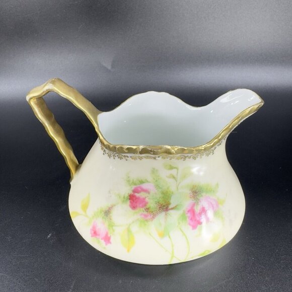 Vintage Prussia B Painted Porcelain Small Pitcher Carafe Jug Floral Pattern VTG - Picture 12 of 13